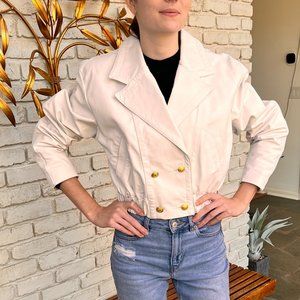 White Leather 90s Moto Jacket
